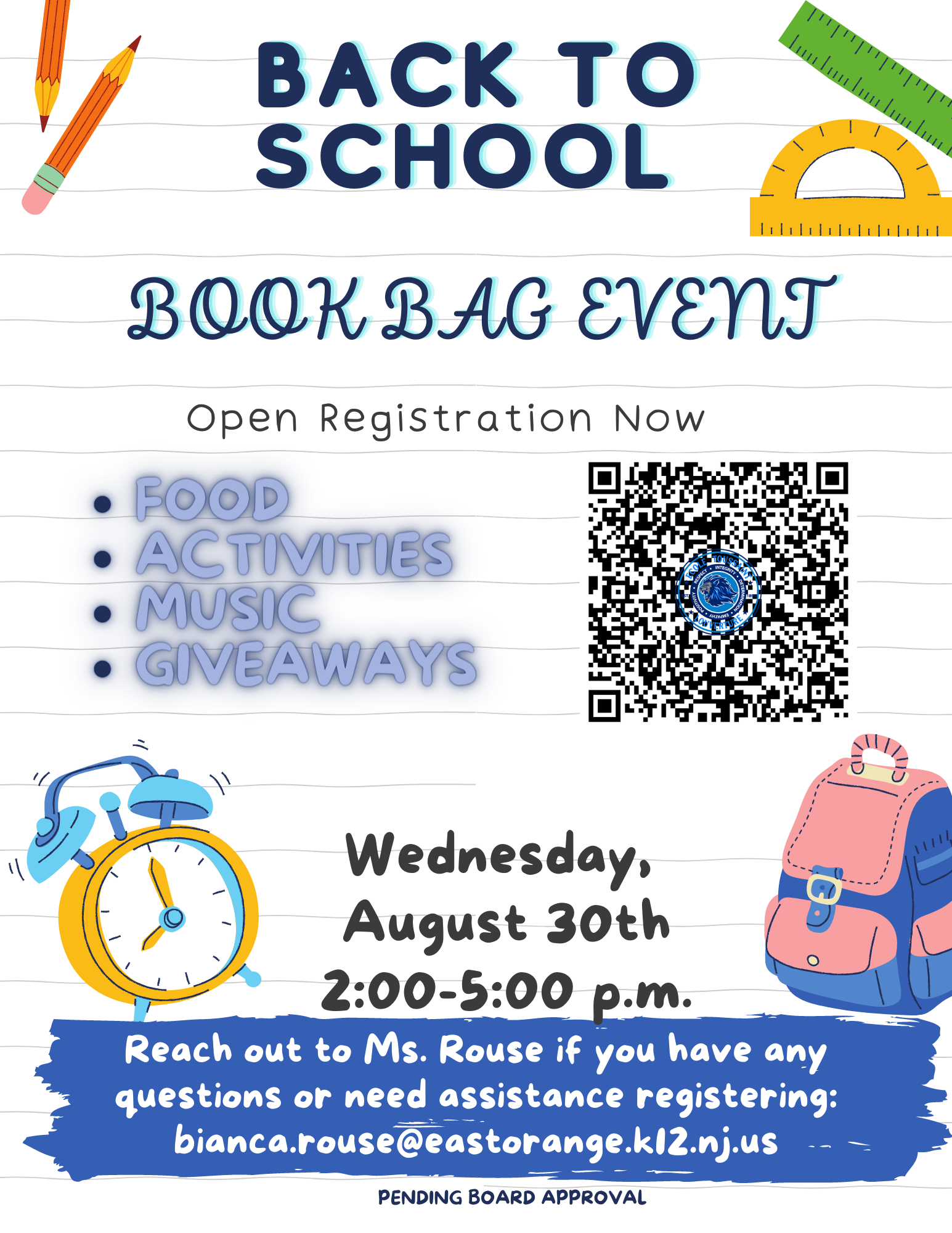 back to school bookbag event august 30 2pm to 5pm